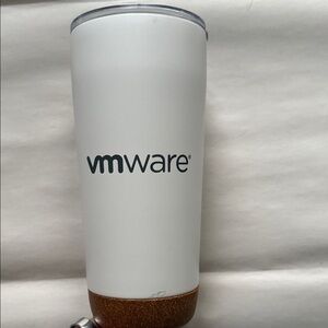 VMware White Travel Tumbler with Wood Accent